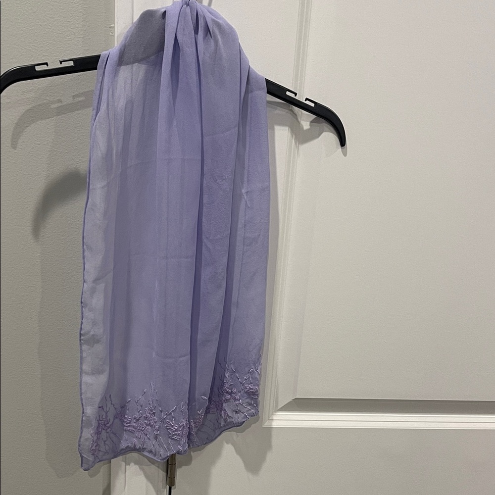 Elegant Lavender Scarf with Embroidered Edge - Women's Accessory